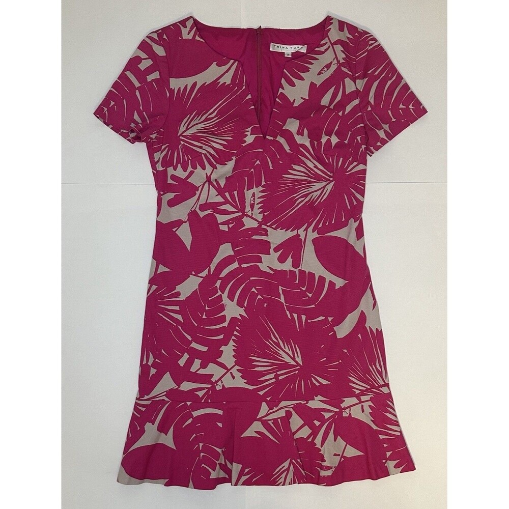 Trina Turk Favorable Tropical Print Sheath Dress Women’s 2 Pink Flash Floral